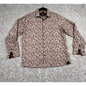 Silver Stone Modern Fit Men’s XXL Pink Brown Floral Button Up Dress Shirt